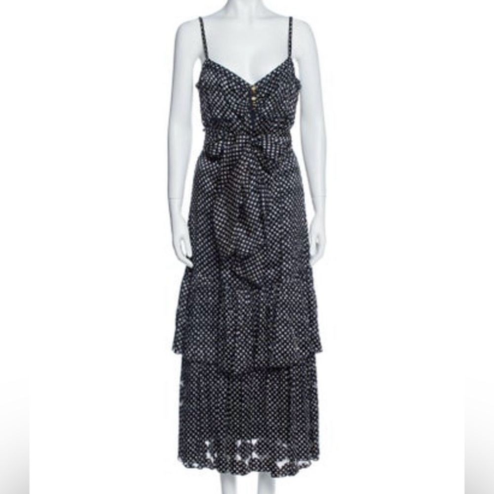 Tory Burch Silk Polka Dots Tea Length Dress with Shaw NWOT - Picture 14 of 15